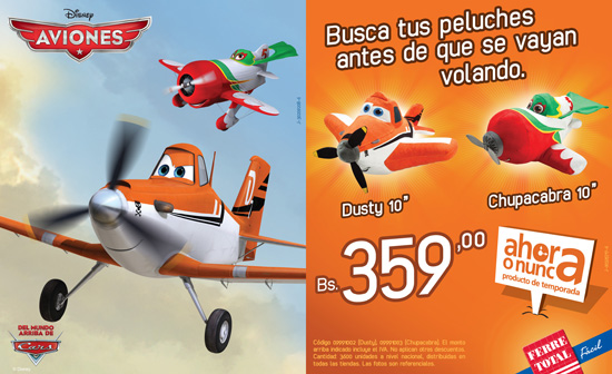 MSC Noticias - Imagen-Promoción-peluches-Aviones-Disney-Ferretotal. Agencias Com y Pub Diversión PressCom Publicidad 